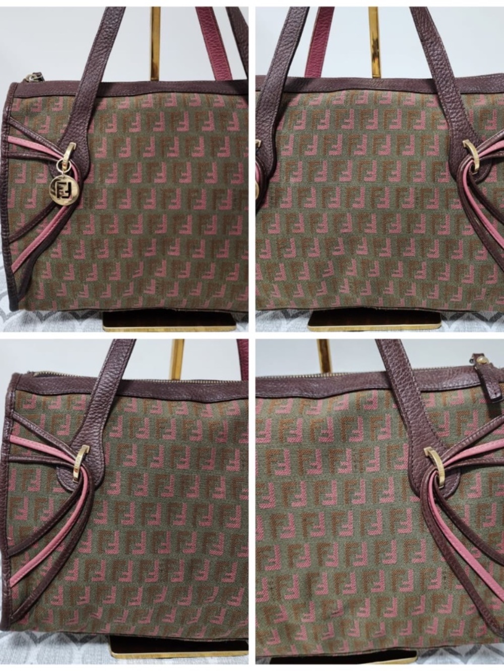 Authentic Fendi Zucchino Canvas and Leather Shoulder Bag Multicolor - Picture 8 of 14